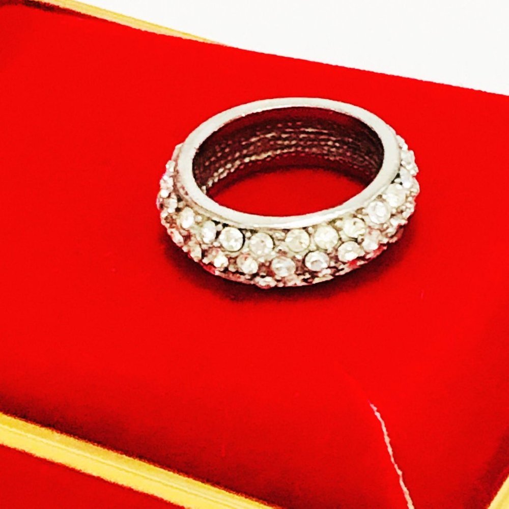 Banana Republic Silver Tone CZ Pave Ring